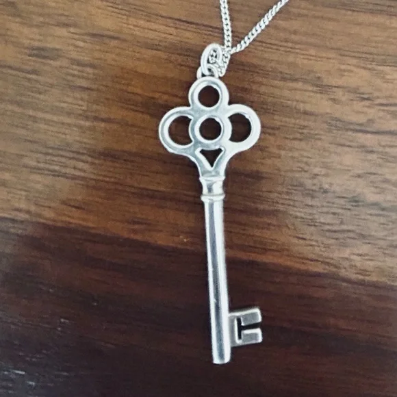 Tiffany & Co. Silver Key Pendant Necklace - Picture 2 of 5